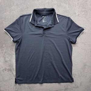 FLX‎ Polo Shirt Mens XL Blue Geometric Urban Commuter Performance Short Sleeve